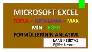 Microsoft Excel Topla Ortalama Mak Min Formülleri [upl. by Aerdnac]