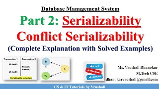 DBMS 28 Part 2 Serializability  Conflict Serializability  Precedence Graph  Examples  DBMS [upl. by Giliana]