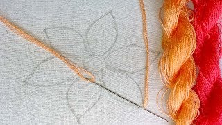 Hand Embroidery  Herringbone Stitch  Buttonhole stitch Flower Embroidery Design [upl. by Drarig493]