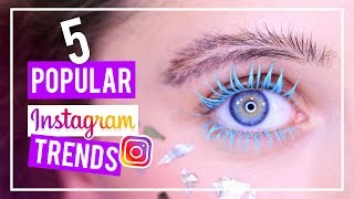 5 POPULAR iNSTAGRAM BEAUTY TRENDS DiY Feather Eyebrows Colored Mascara Drippy Lips Etc [upl. by Akeihsat]