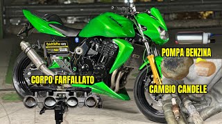 KAWASAKI Z750 2005 SERVICE POMPA BENZINA CORPO FARFALLATO CANDELE [upl. by Aven]