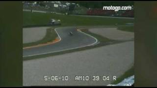 MotoGP Champion Valentino Rossi crashes in 2010 Italian GP [upl. by Yerhpmuh]