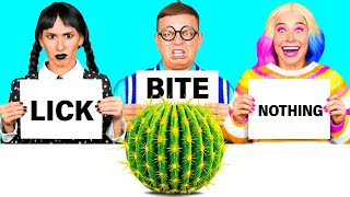 Bite Lick or Nothing Challenge  Fantastic Food Hacks by BaRaDa Challenge [upl. by Tabb]