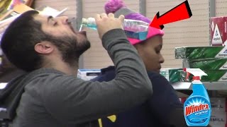 Drinking Windex In Public Prank [upl. by Janiuszck]