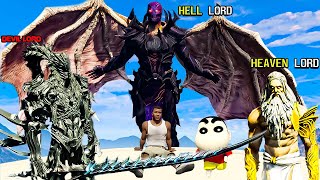 HELL GOD vs SUN GOD MEET with DEVIL LORD in GTA 5 SHINCHAN and CHOP [upl. by Nodnab270]