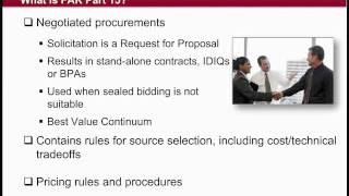 GSA Training Federal Acquisition Regulation FAR Subpart 84 vs Part 15 1 of 4 [upl. by Haisi514]