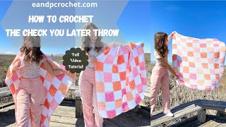 How To Crochet A Trendy Checkered Blanket The Check You Later Throw [upl. by Artinak]