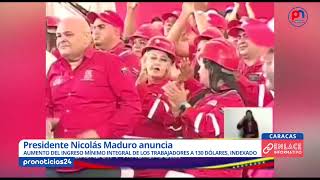 nacional Presidente Maduro anuncia aumento del ingreso mínimo integral a 130 [upl. by Enowtna379]