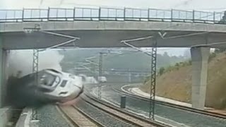 Spain Train Derailment Video 2013 Shocking Crash Kills At Least 77 Caught on Tape [upl. by Anoy216]