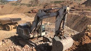 Liebherr 984 Excavator Loading Caterpillar Dumpers  SotiriadisLabrianidis Mining Works [upl. by Anrahc]