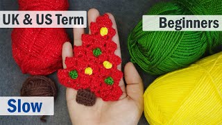 Crochet Christmas Tree  Crochet Christmas Ornaments  Christmas Crochet Tree Decoration Applique [upl. by Argella]