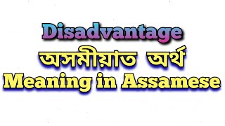 ‘Disadvantage’ meaning in Assamese ‘Disadvantage’ অসমীয়াত অৰ্থ ‘Disadvantage’ mane ki class6 gk [upl. by Atiuqiram]