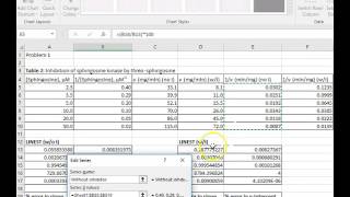 Enzyme Kinetics Excel Tutorial Video 4 Problem 1 Setting up the LB plot [upl. by Nuhsar707]