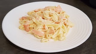 Pâtes tagliatelles au saumon fumé rapide et facile [upl. by Heck]