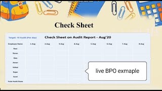 What is check sheet in 7 QC Tool  live BPO job example  2020 [upl. by Joanna]