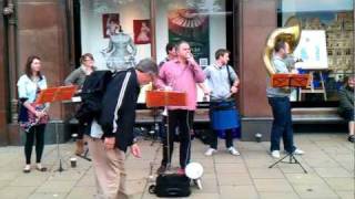 Band of Edinburgh Fringe Show quotThe Pirates of Penzancequot busking on Princes St [upl. by Roselle]