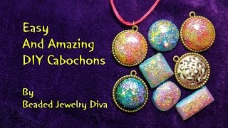 DIY Cabochons  Dichroic Look  Nail Polish Jewelry [upl. by Aneev698]