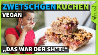 VEGANER ZWETSCHGENKUCHEN mit CRUMBLE  Vegane Rezepte  TheVeganOne [upl. by Aillicec]