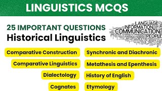 Linguistics MCQS  History of English  Diachronic and Synchronic  Historical linguistics Cognates [upl. by Ilellan]