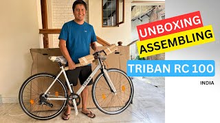 CYCLING Unboxing and assembling Decathlon TRIBAN RC100 road bike 2024 [upl. by Malik168]