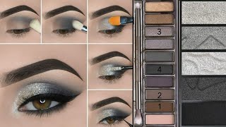 silver grey eyes makeup tutorial for brown eyes Grey smokey eyes makeup tutorial [upl. by Frederich]