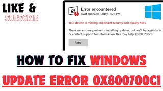 How to fix Windows update error 0x800700c1 [upl. by Yrtnej]