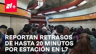 Reportan retrasos en L7 del Metro CDMX hoy 26 de febrero 2024  Despierta [upl. by Stein]