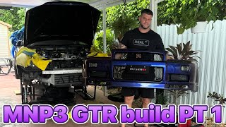 Nissan R34 GTR Midnight Purple 3 Vspec Build Pt1 BumperSide skirts and Valve covers removal [upl. by Arelc]