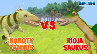 Nanotyrannus vs Riojasaurus  Theoropod vs Sauropod S1E9  SPORE [upl. by Ennairod]