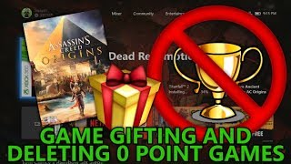 Xbox One  Game Gifting amp Deleting 0 Point Games from Your Gamercard [upl. by Hahseram10]