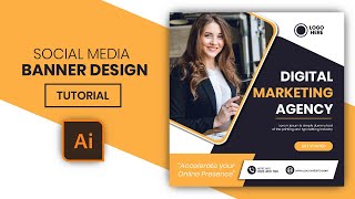 Design Digital Business Marketing Agency Post Template  Illustrator Tutorials [upl. by Edin]