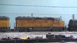 UP GP402s get a workout kicking cars in Westbrook yard [upl. by Neelyk]