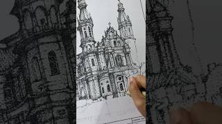 Pointillism Drawing  Visual Techniques Plate  Santiago De Compostela [upl. by Aneez900]