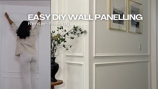 DIY Renter Friendly Wall Paneling Wainscoting  EASY DIY WALL PANELLING  HOW TO GUIDE [upl. by Lise581]