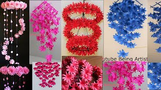 5 Beautiful Paper Flower Wall Hanging Paper Craft  Paper Flower [upl. by Yelwah7]