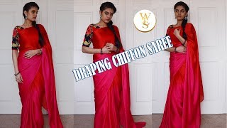 How to drape a chiffon saree  With Love Sindhu [upl. by Lonnie]