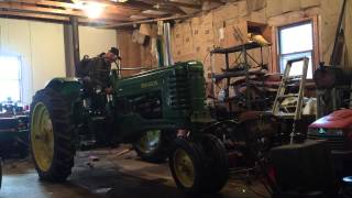 1951 John Deere B straight pipe start up [upl. by Berthoud148]