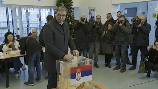 Serbian President expects landslide victory as he votes in election  AFP [upl. by Stearne]