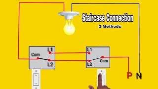 Staircase Wiring  Staircase Wiring Connection Diagram With Two Way Switch  Its Electrical [upl. by Anirod]