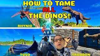 How to tame ALL the dinos and TIPS on The Island  Ark Survival Ascended [upl. by Cressi191]