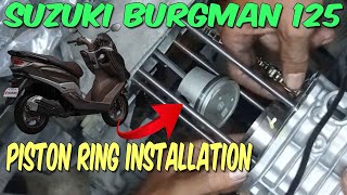 Piston Ring installation SUZUKI BURGMAN 125 [upl. by Ecirtaemed]