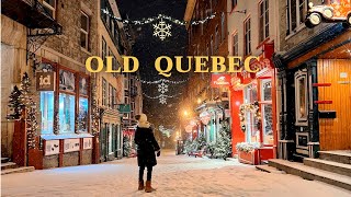 4K🇨🇦 Alice in Winter Wonderland⛄❄Midnight Snowfall in Old Quebec City🌟Dec 2021 [upl. by Tabshey]