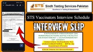 STS Vaccinators Interview slip  STS vaccinators interview schedule  STS vaccinators interview date [upl. by Kolb]