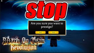 TOP 4 THINGS TO DO BEFORE YOU PRESTIGE IN AOT REVOLUTION [upl. by Burrton18]