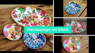 Scallop Shell DecoupageDecoupage on ShellDecoupage Jewelry TrayOyster Shell jewelry Trinket Dish [upl. by Lsil922]