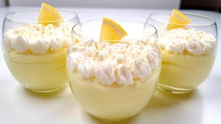 Creamy lemon mousse in 5 minutes  No eggs no bake lemon dessert [upl. by Trakas]