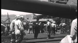 Salvage crew working aboard US Navy USS West Virginia battleship at the Pearl HarHD Stock Footage [upl. by Casta]