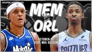 Memphis Grizzlies vs Orlando Magic Full Game Highlights  Oct 26  2025 NBA Season [upl. by Ydurt]