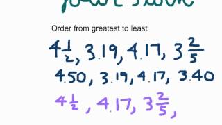 Ordering Decimals Fractions and Mixed Numbers [upl. by Ecirtnas]