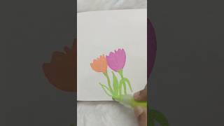 Painting flower easy 🌷Painting with mont marte acrylic paint pen ✏️🌷montmarte shorts painting [upl. by Nosnaj357]